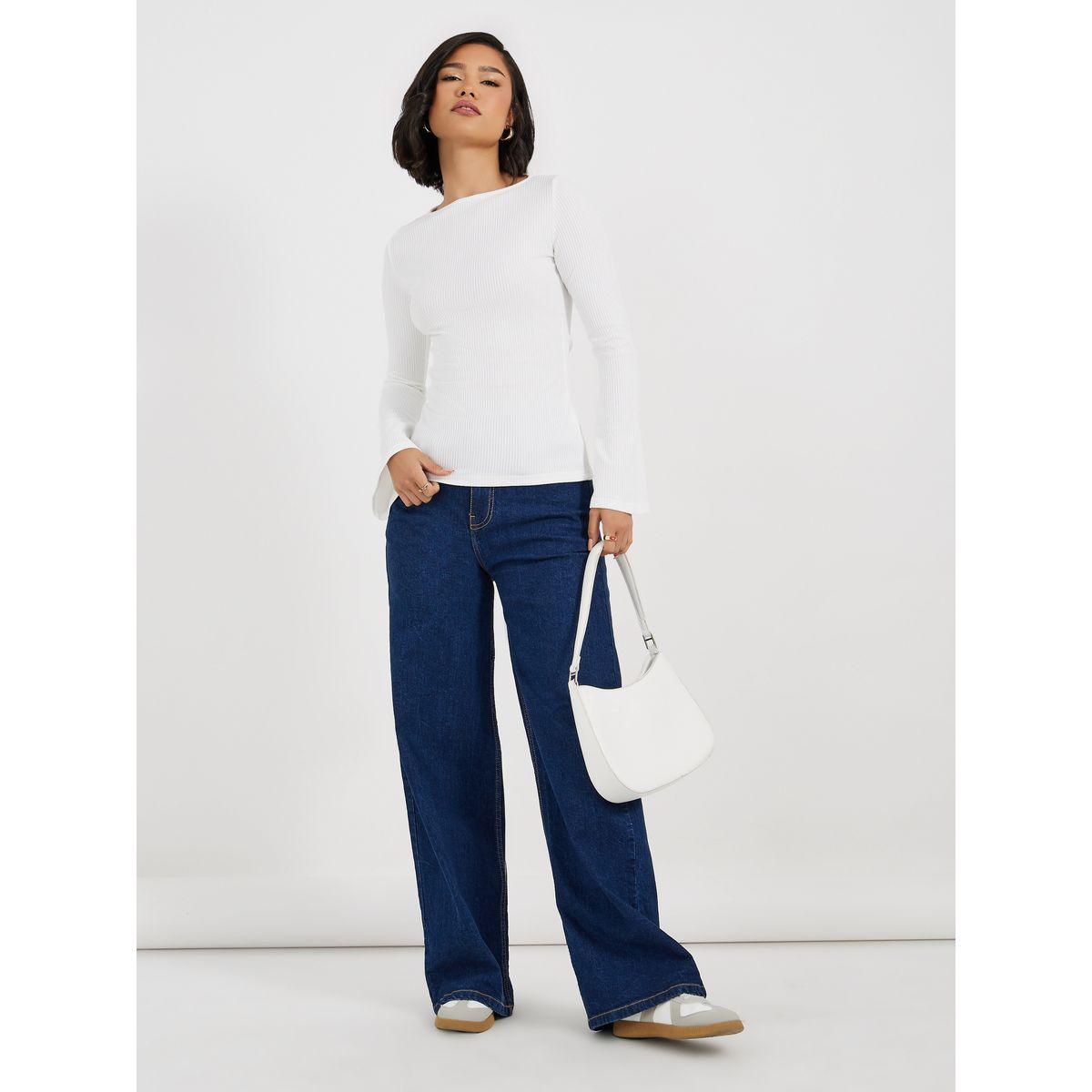 Styli Rib Knit Top with Flared Sleeves-women-clothing-shirtsandblouses-blouses-image-2