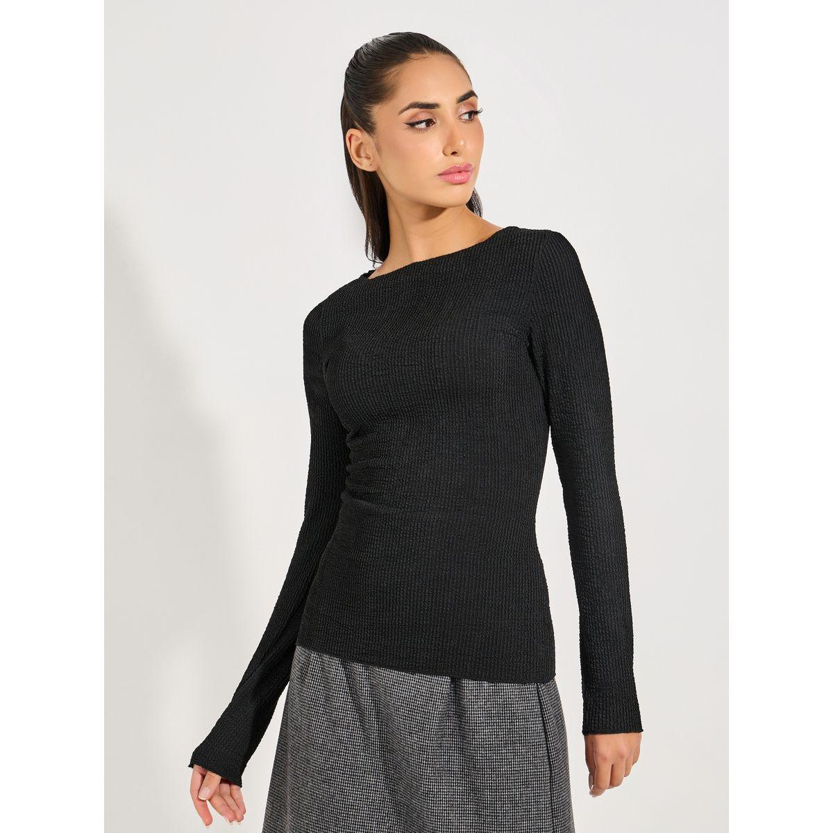 Styli Ribbed Knit Top with Boat Neck-women-clothing-shirtsandblouses-blouses-image-3