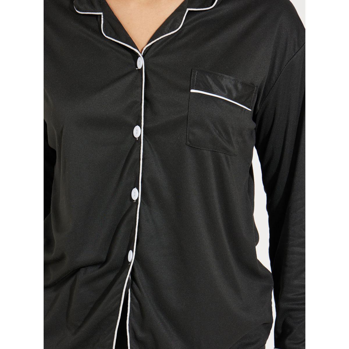 Styli Contrast Piping Button Front Shirt & Pyjama Sets-women-clothing-nightwear-pyjamas-longsets-image-3