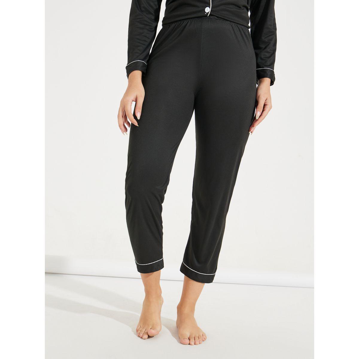 Styli Contrast Piping Button Front Shirt & Pyjama Sets-women-clothing-nightwear-pyjamas-longsets-image-5