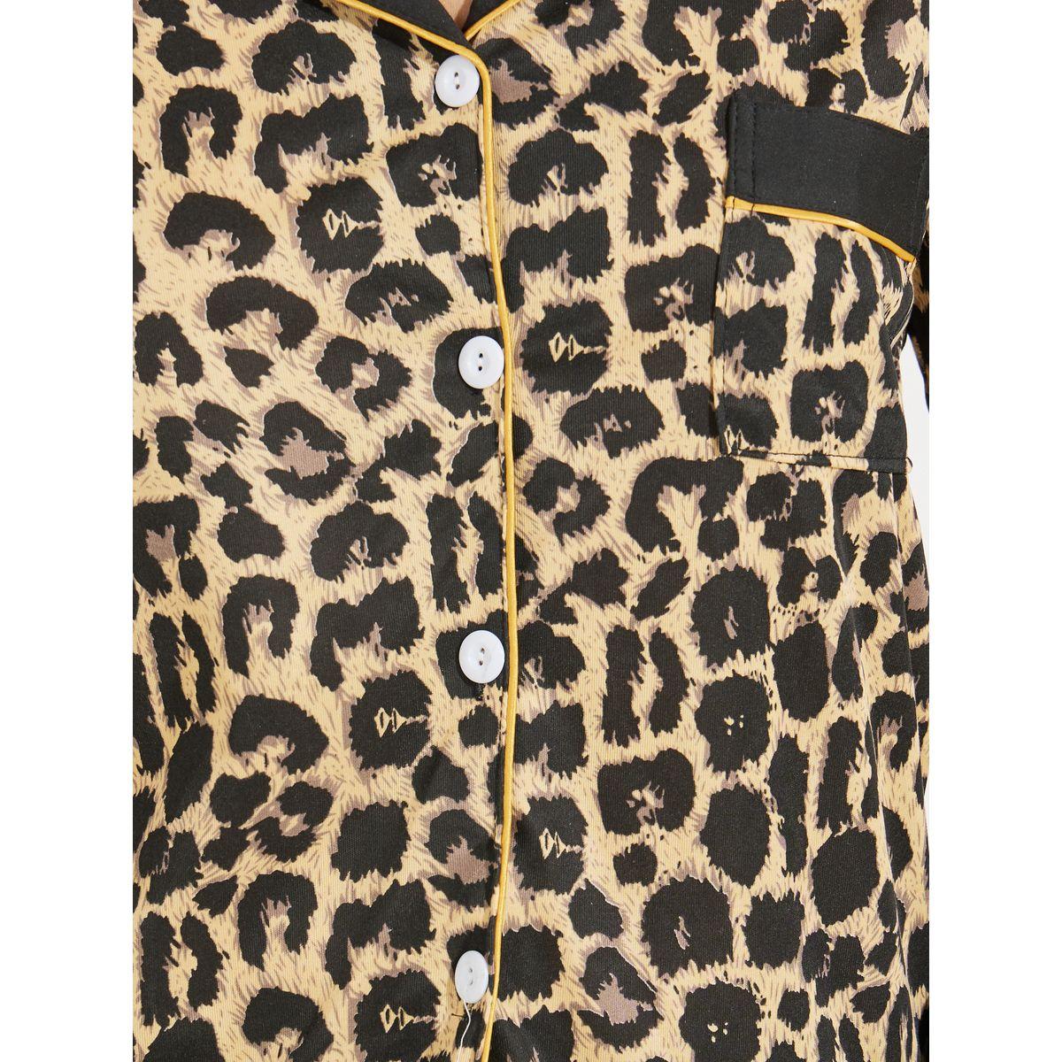 Styli Contrast Leopard Print Button Front Shirt & Pyjama Set-women-clothing-nightwear-pyjamas-longsets-image-4