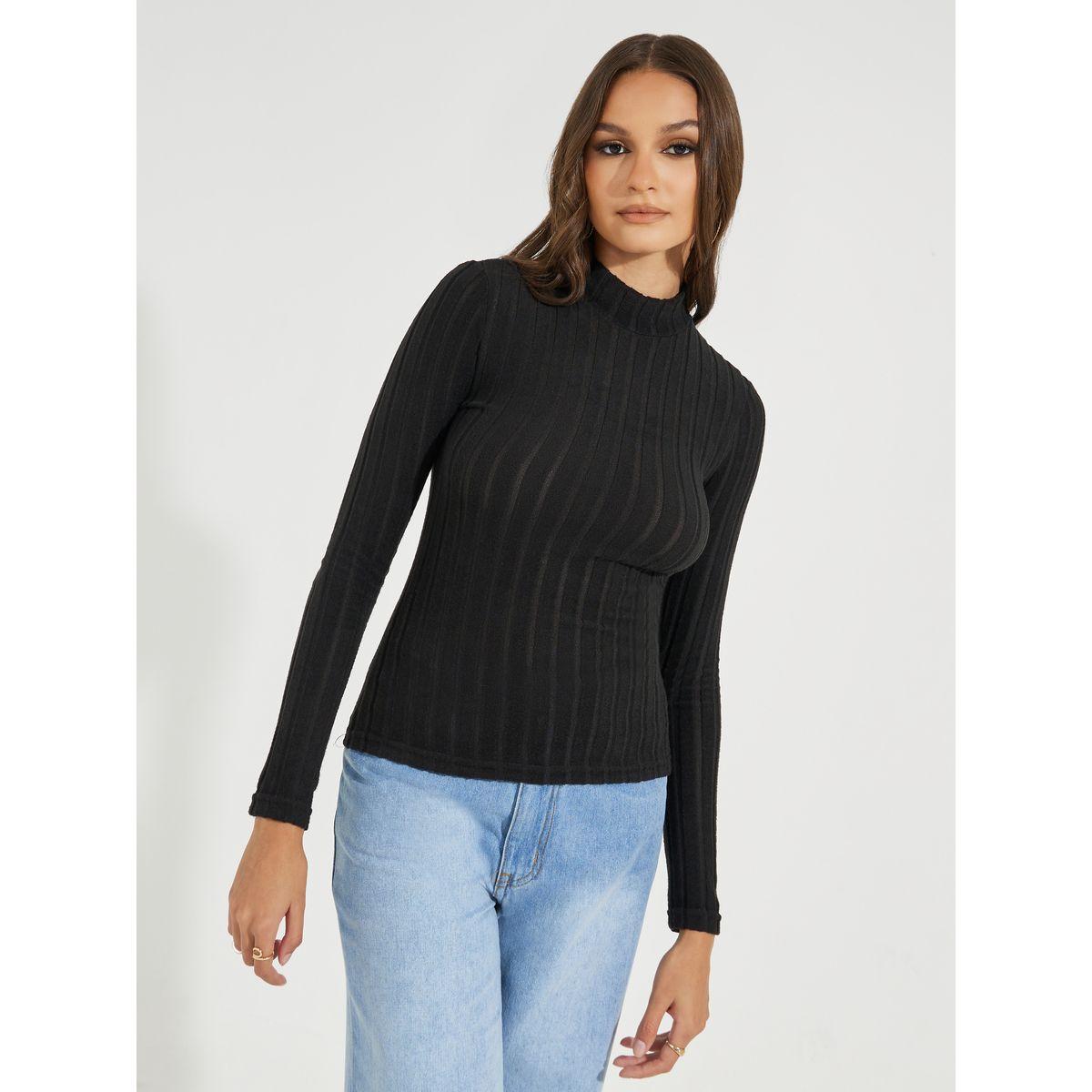 Styli Textured Turtle Neck Fitted Knit Top-women-clothing-shirtsandblouses-blouses-image-3