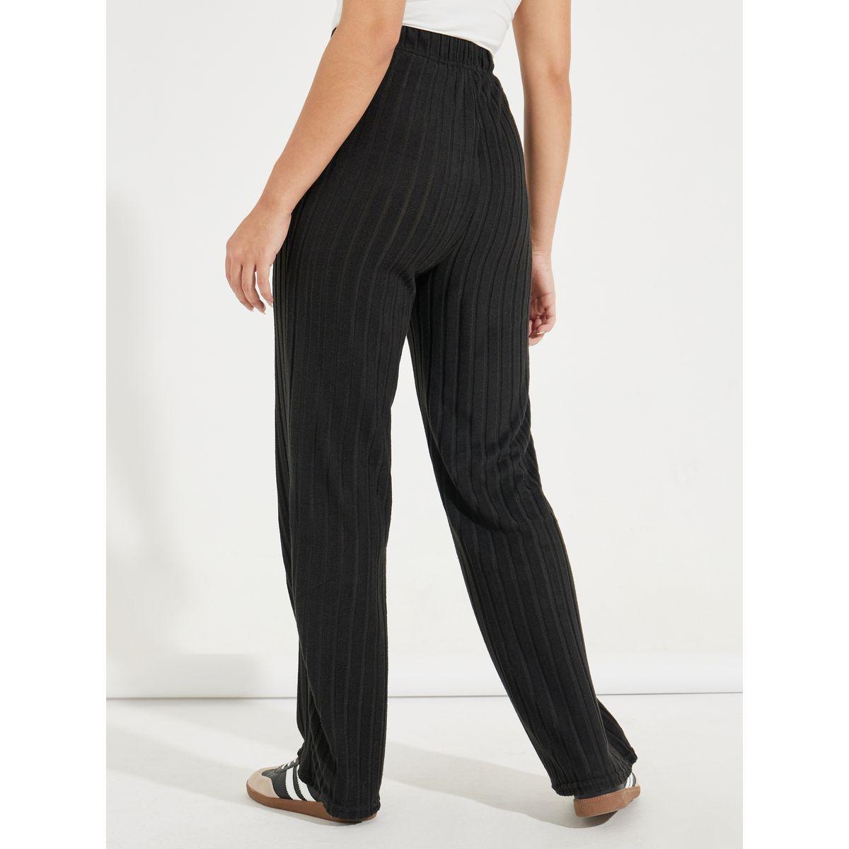 Styli Solid Ribbed Knit Pants with Drawstrings-women-clothing-bottoms-joggers-image-4