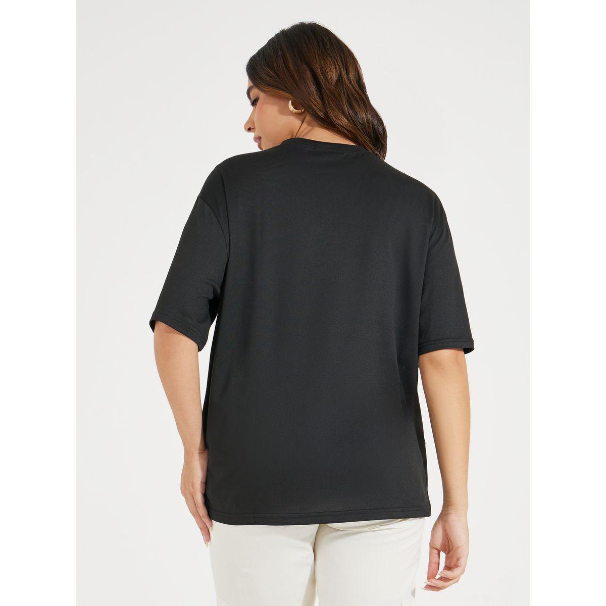 Styli Oversized Slogan Print T-Shirt with Dropped Shoulder-women-clothing-tshirts-image-5