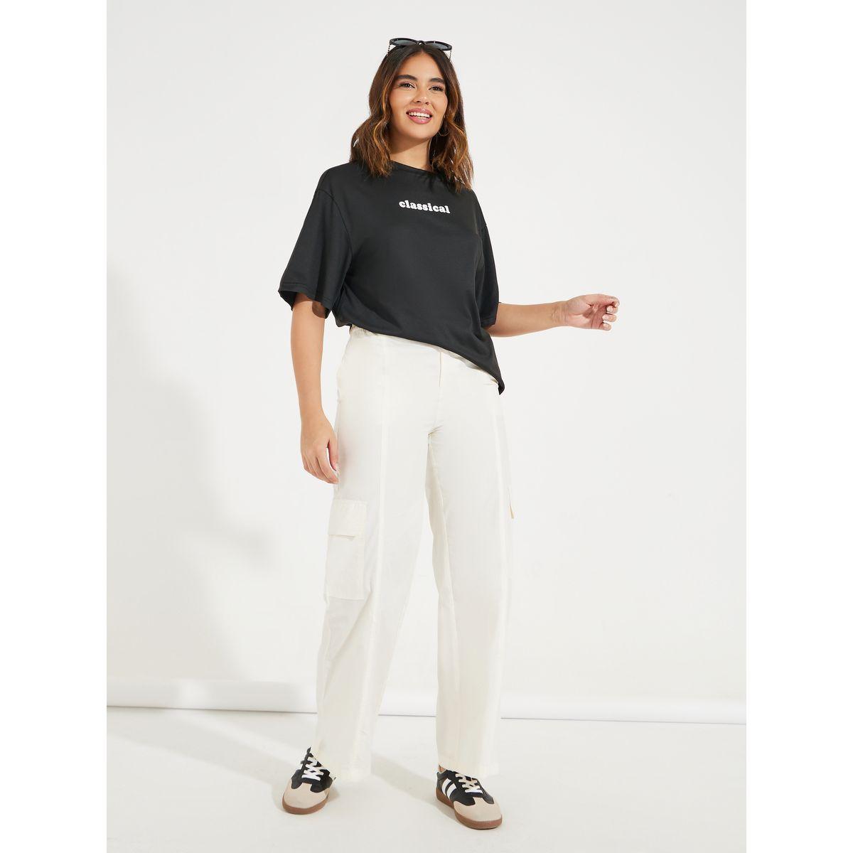 تيشيرت فضفاض مطبع بكتابة مع أكتاف منخفضة-women-clothing-tshirts-image-4