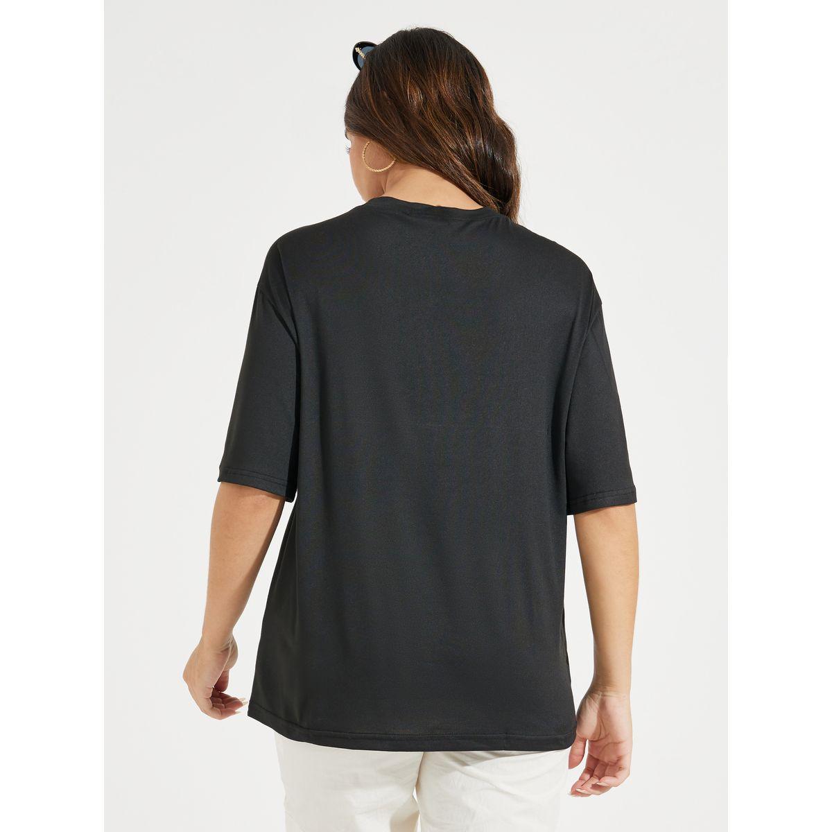 Styli Oversized Slogan Print T-Shirt with Dropped Shoulder-women-clothing-tshirts-image-6