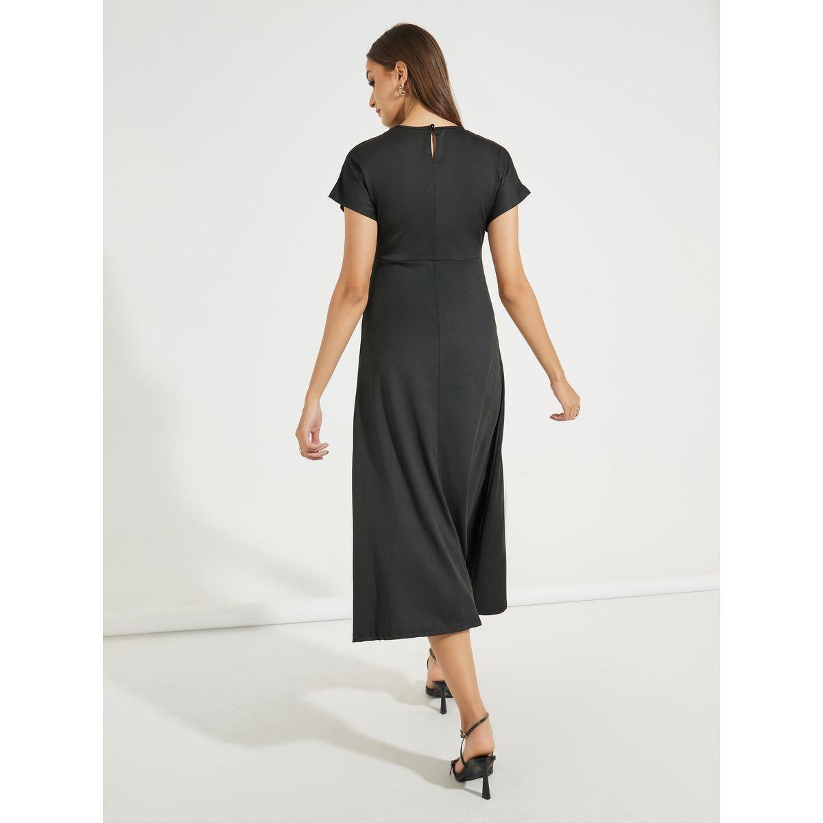 Styli Solid Round Neck A-Line Midi Dress-women-clothing-dresses-image-6