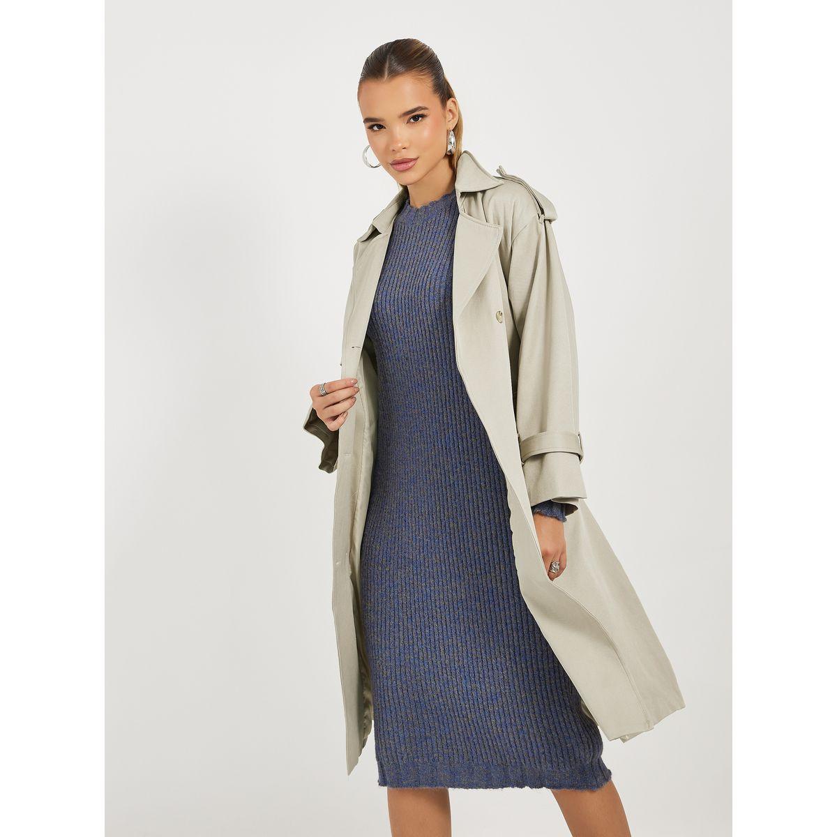 معطف ترنش بقصة عادية وحزام خصر-women-clothing-coatsandjackets-coats-image-2
