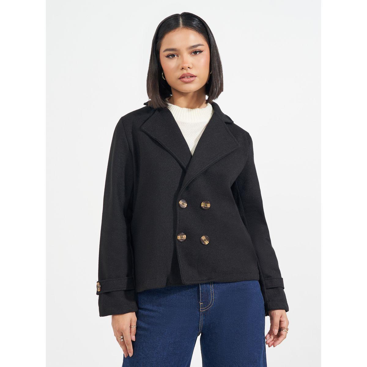 Styli Regular Fit Short Length Wool Look Blazer-women-clothing-coatsandjackets-blazers-image-1