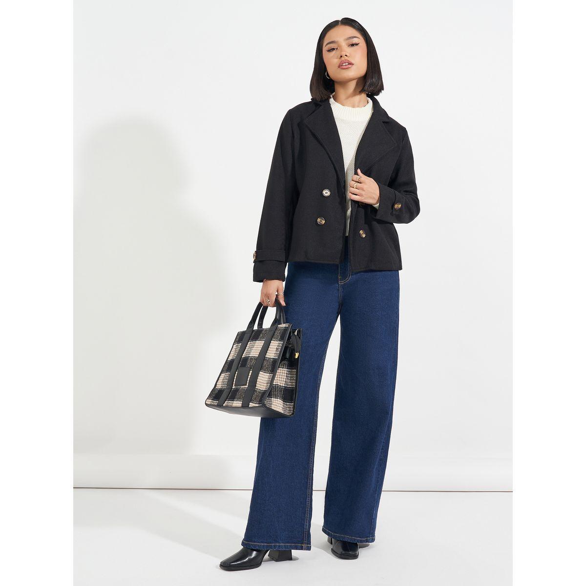 Styli Regular Fit Short Length Wool Look Blazer-women-clothing-coatsandjackets-blazers-image-2