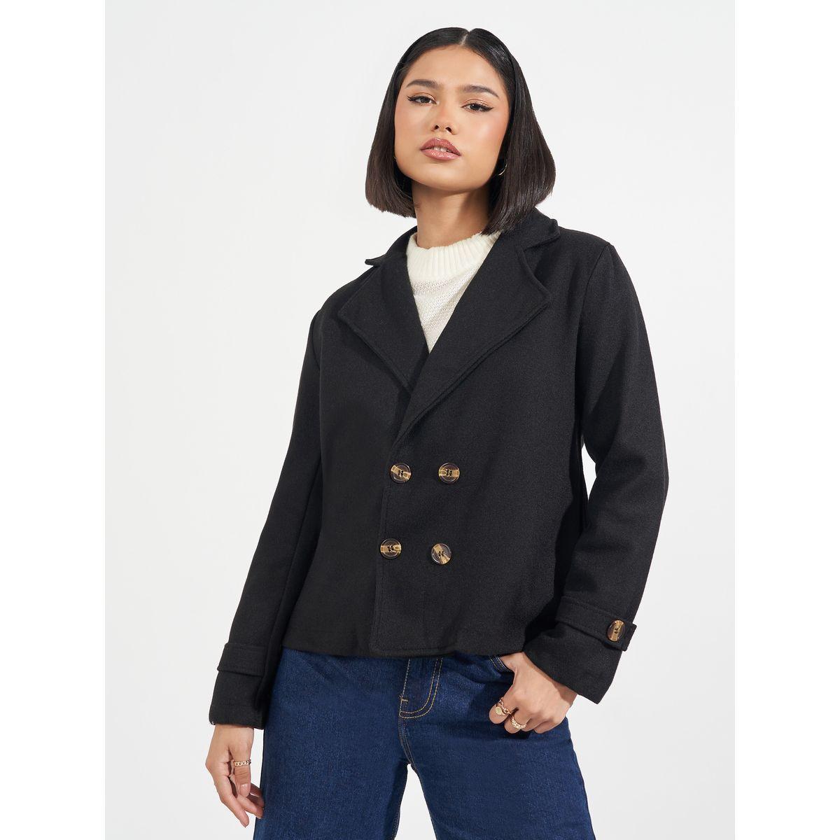 Styli Regular Fit Short Length Wool Look Blazer-women-clothing-coatsandjackets-blazers-image-3