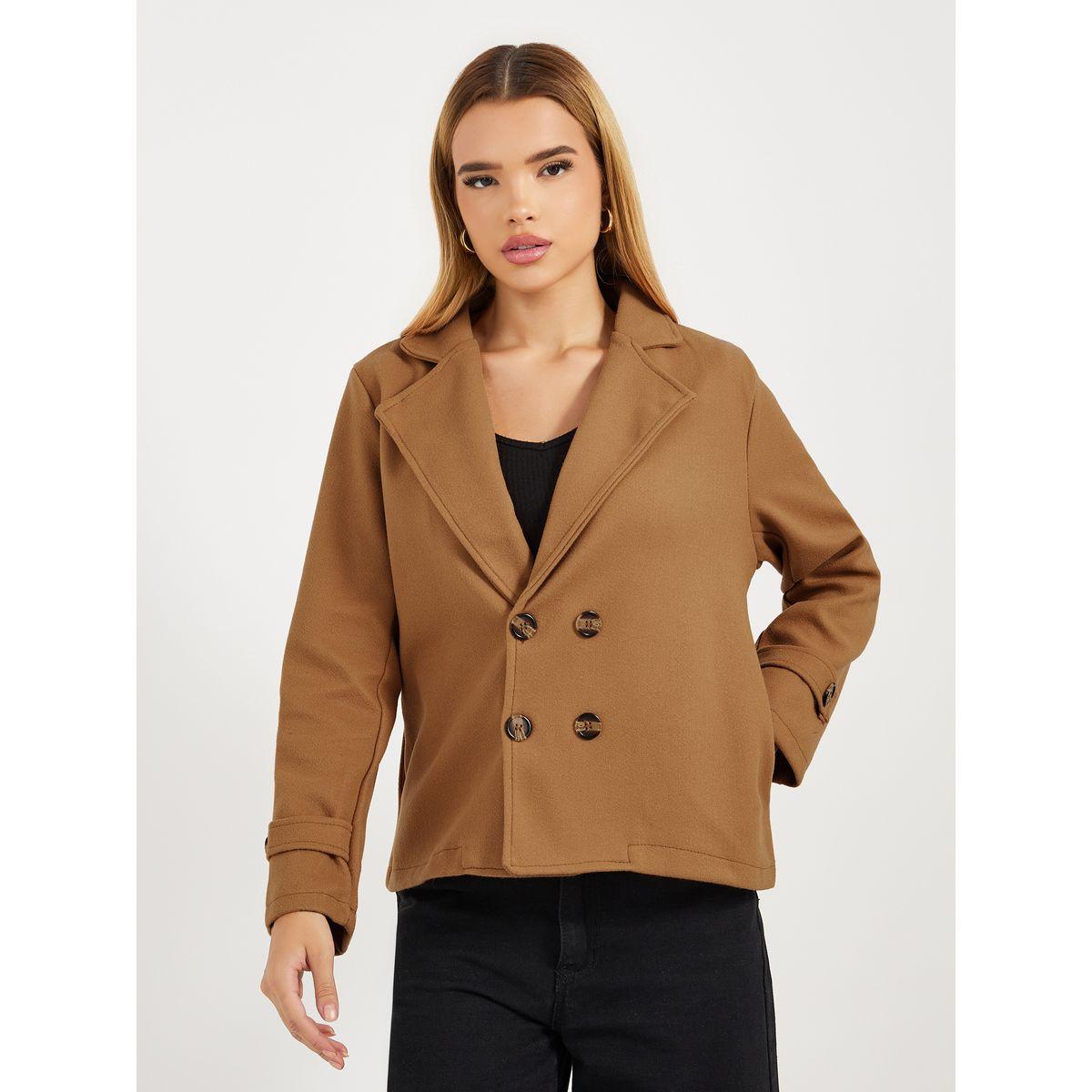 Styli Regular Fit Short Length Wool Like Blazer-women-clothing-coatsandjackets-blazers-image-3