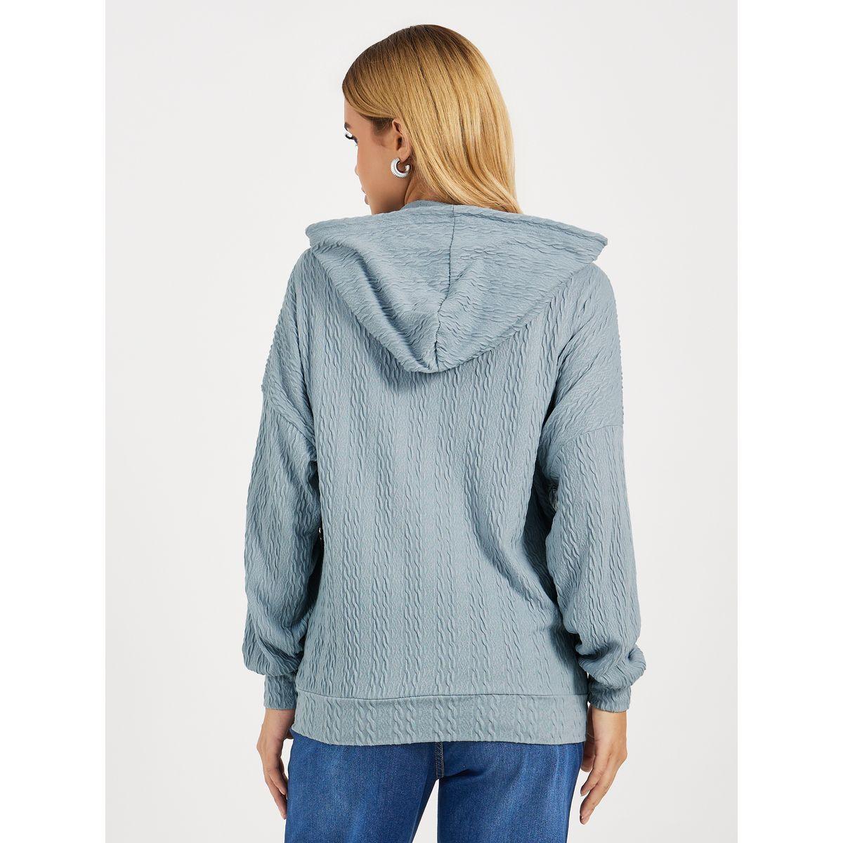 Styli Regular Fit Textured Knit Zip Through Hoodie-women-winterwear-hoodiesandsweatshirts-hoodies-image-4