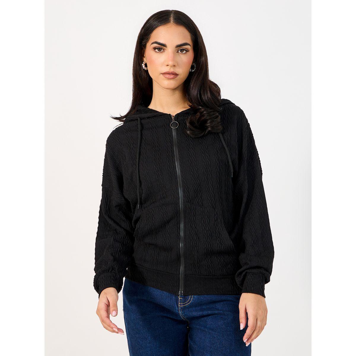 هودي محبوك بقصة عادية وسحَّاب غلق-women-winterwear-hoodiesandsweatshirts-hoodies-image-4