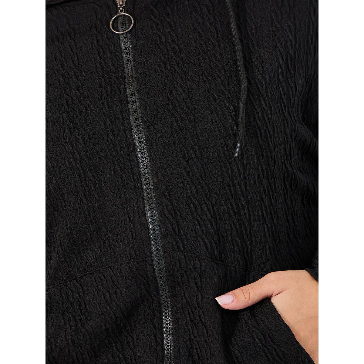 Styli Regular Fit Textured Knit Zip Through Hoodie-women-winterwear-hoodiesandsweatshirts-hoodies-image-5