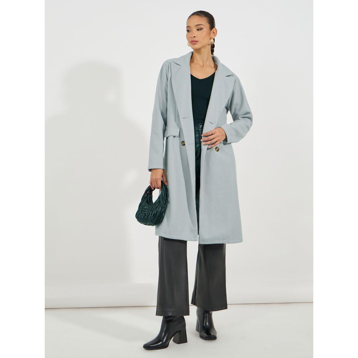معطف ميدي بقصة عادية وصفين أزرار-women-clothing-coatsandjackets-coats-image-2
