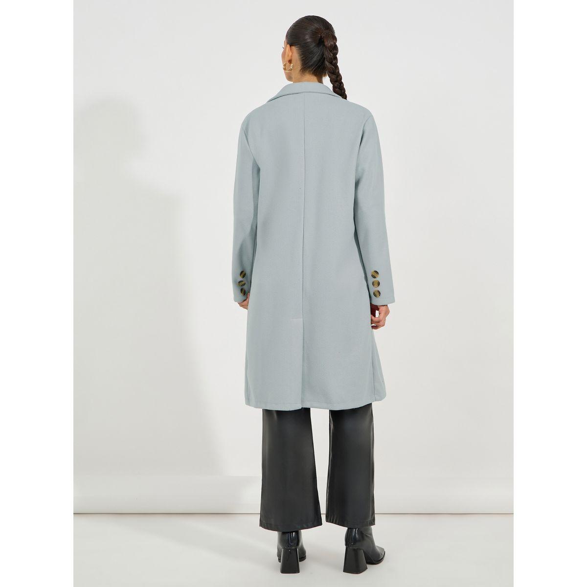 معطف ميدي بقصة عادية وصفين أزرار-women-clothing-coatsandjackets-coats-image-5