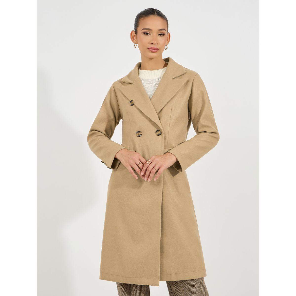 Styli Regular Fit Midi Length Wool Like Double Breasted Coat-women-clothing-coatsandjackets-coats-image-1