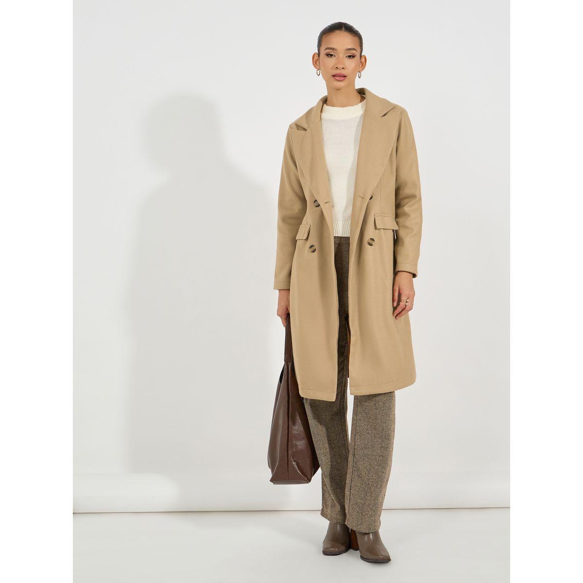 معطف ميدي بقصة عادية وصفين أزرار-women-clothing-coatsandjackets-coats-image-2