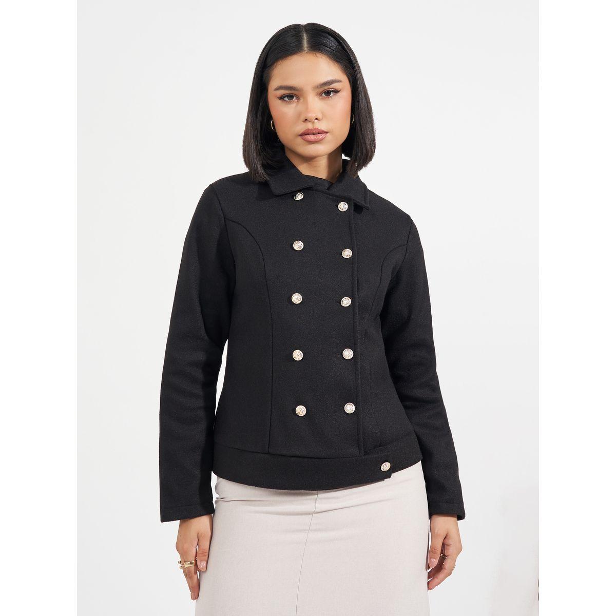 جاكيت بقصة عادية وصفين أزرار-women-winterwear-coatsandjackets-jackets-image-1