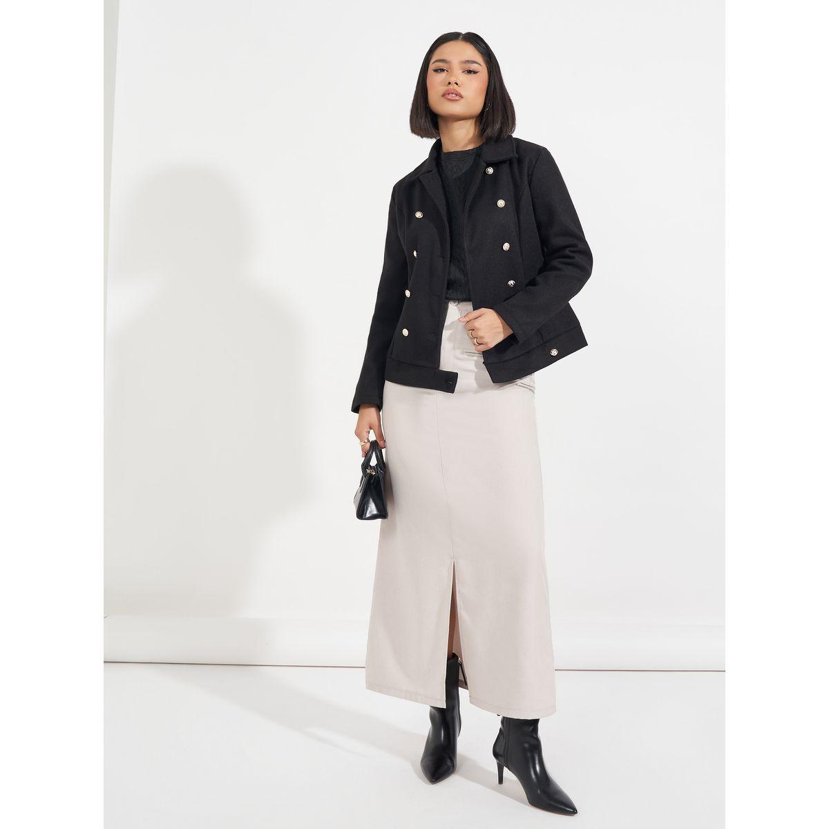جاكيت بقصة عادية وصفين أزرار-women-winterwear-coatsandjackets-jackets-image-2