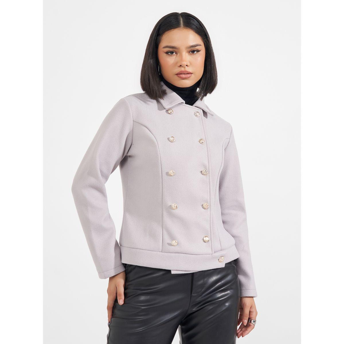 جاكيت بقصة عادية وصفين أزرار-women-winterwear-coatsandjackets-jackets-image-1