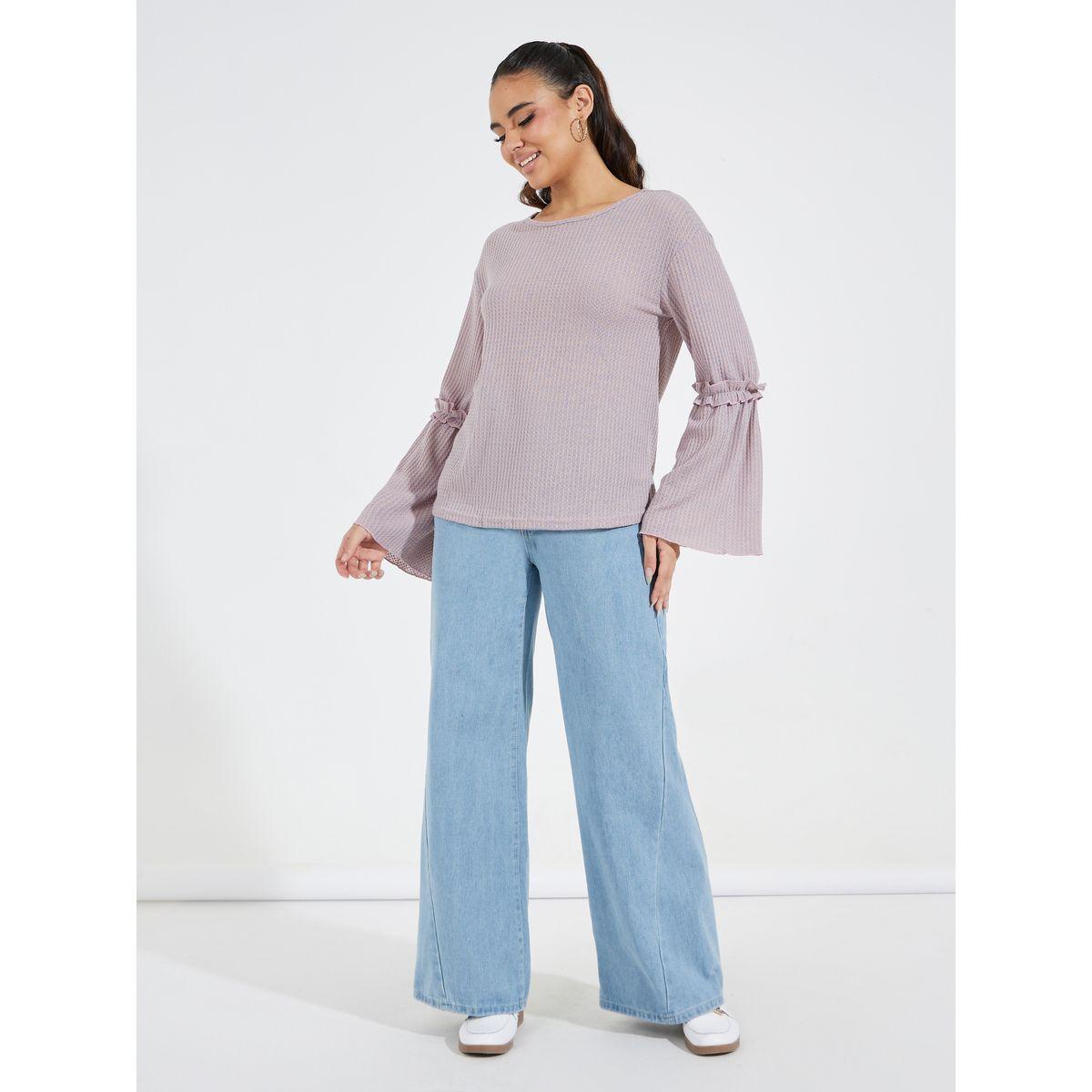 Styli Ruffle Detail Rib Knit Top-women-clothing-shirtsandblouses-blouses-image-2