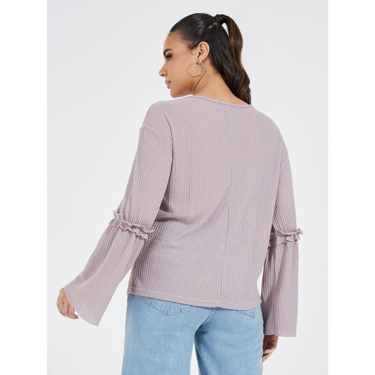 Styli Ruffle Detail Rib Knit Top-women-clothing-shirtsandblouses-blouses-image-4