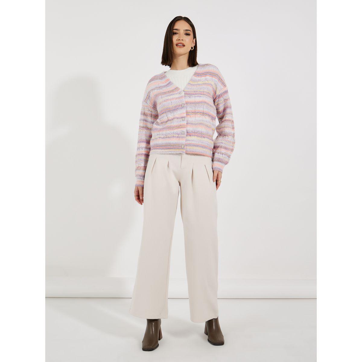 Styli Regular Fit Ombre Knit Button Down Cardigan-women-winterwear-cardigansandjumpers-cardigans-image-2