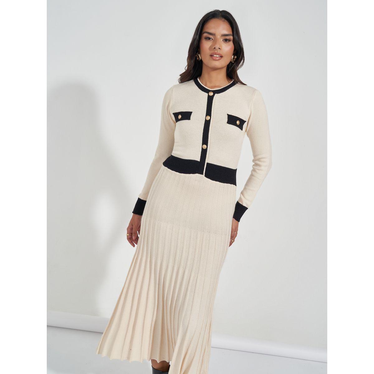 فستان ميدي محبوك بنمط كتل الالوان-women-clothing-dresses-image-5