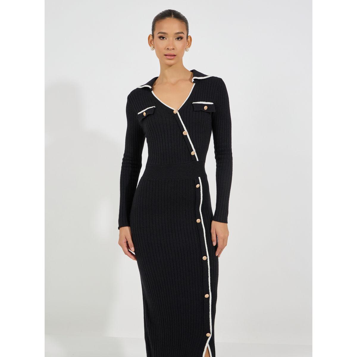 فستان طويل محبوك بحواف غير متماثلة الطول-women-clothing-dresses-image-5