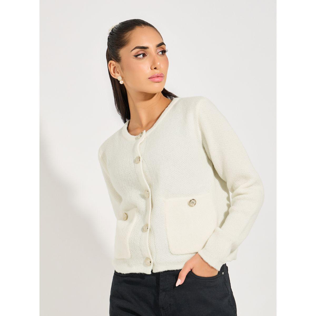Styli Limited Button Placket Knitted Cardigan-women-winterwear-cardigansandjumpers-cardigans-image-1