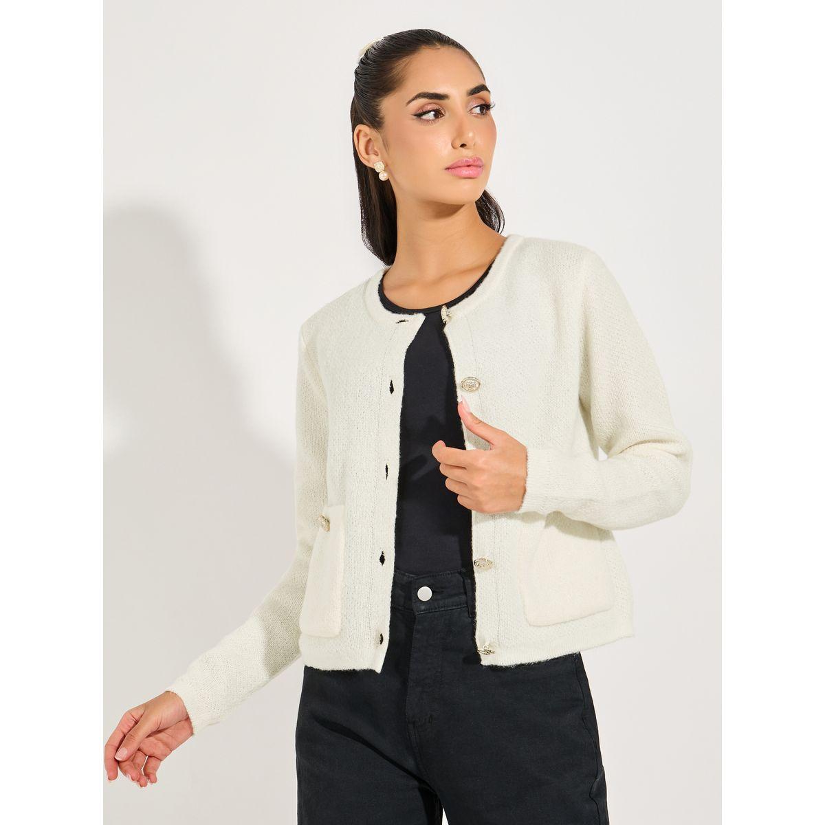 Styli Limited Button Placket Knitted Cardigan-women-winterwear-cardigansandjumpers-cardigans-image-3