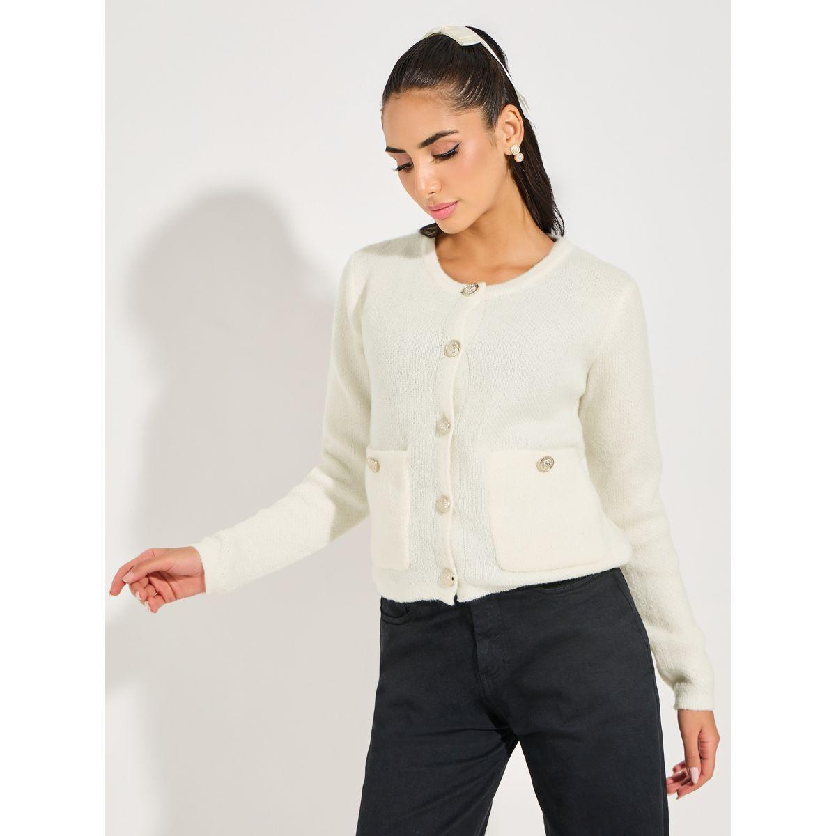 Styli Limited Button Placket Knitted Cardigan-women-winterwear-cardigansandjumpers-cardigans-image-6