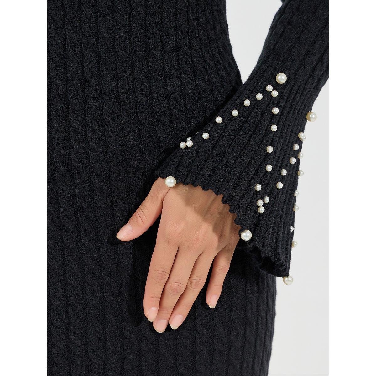 فستان ميدي محبوك بأكمام جرس-women-clothing-dresses-image-3