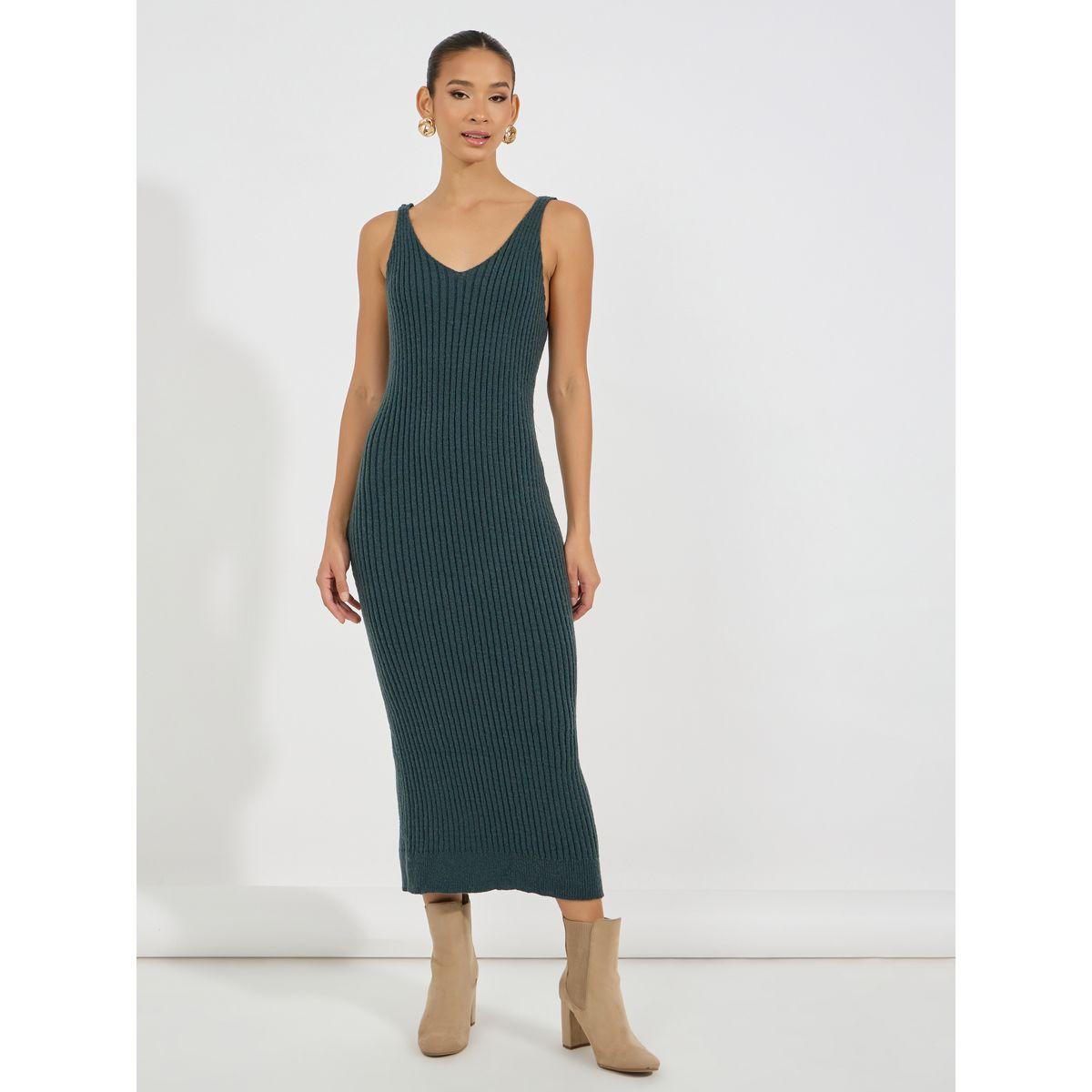 Styli Limited Flat Knit Strappy Dress with Turtle Neck Bolero Set-women-clothing-dresses-image-6