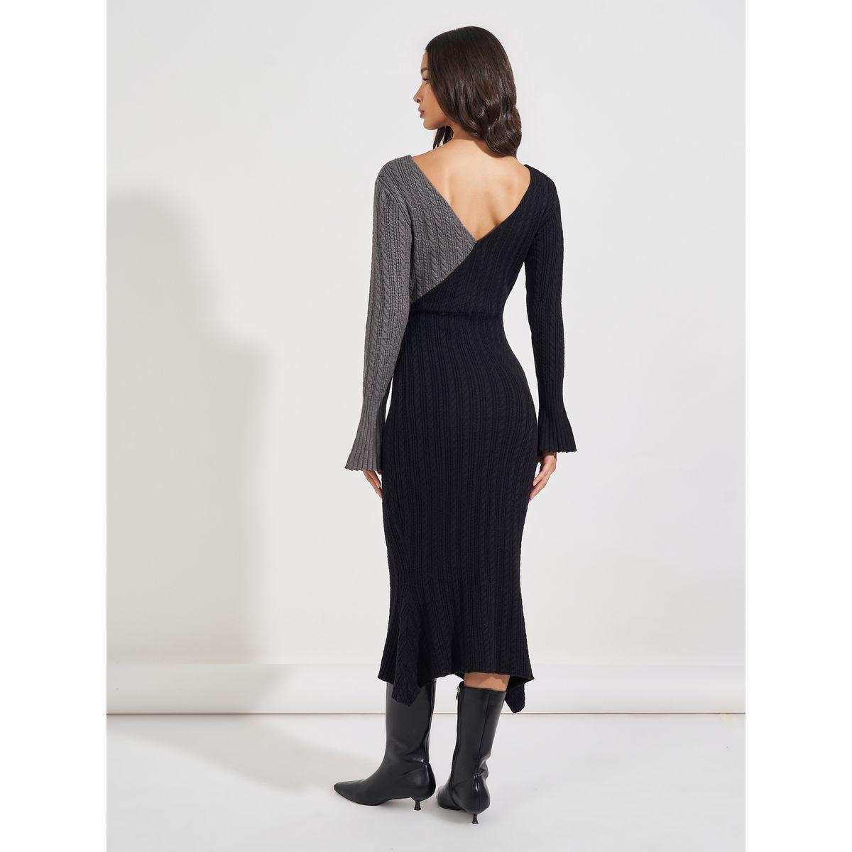 فستان ميدي محبوك بنمط كتل الالوان-women-clothing-dresses-image-6