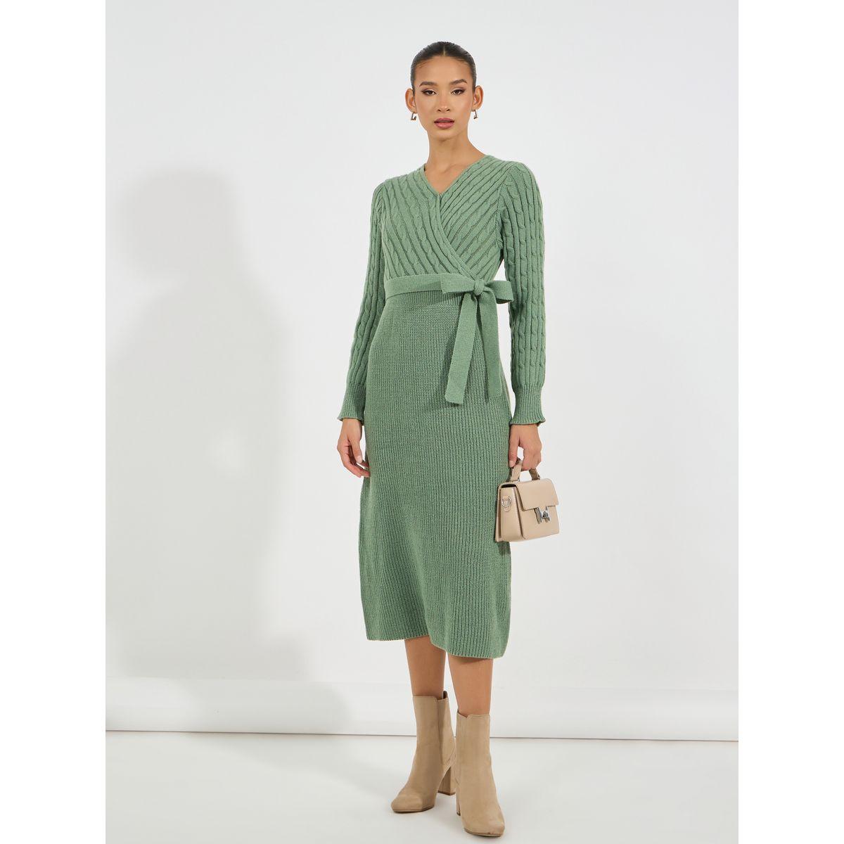 فستان ميدي محبوك مع أربطة-women-clothing-dresses-image-4