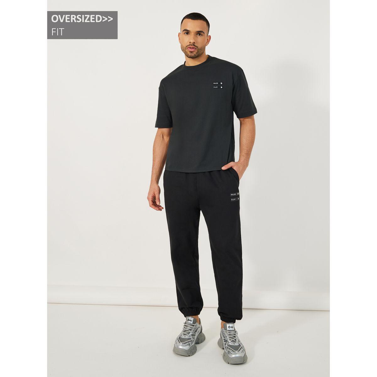 Styli Graphic Print Oversized T-Shirt & Terry Joggers Co-Ords-men-clothing-coordsets-image-1