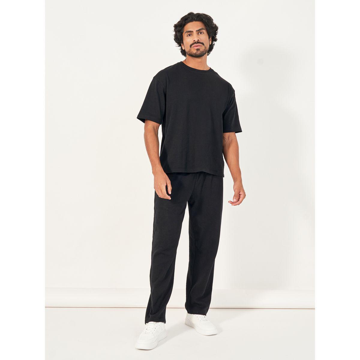 Styli Back Print Oversized T-Shirt & Open Hem Joggers Interlock Co-Ords-men-clothing-coordsets-image-3