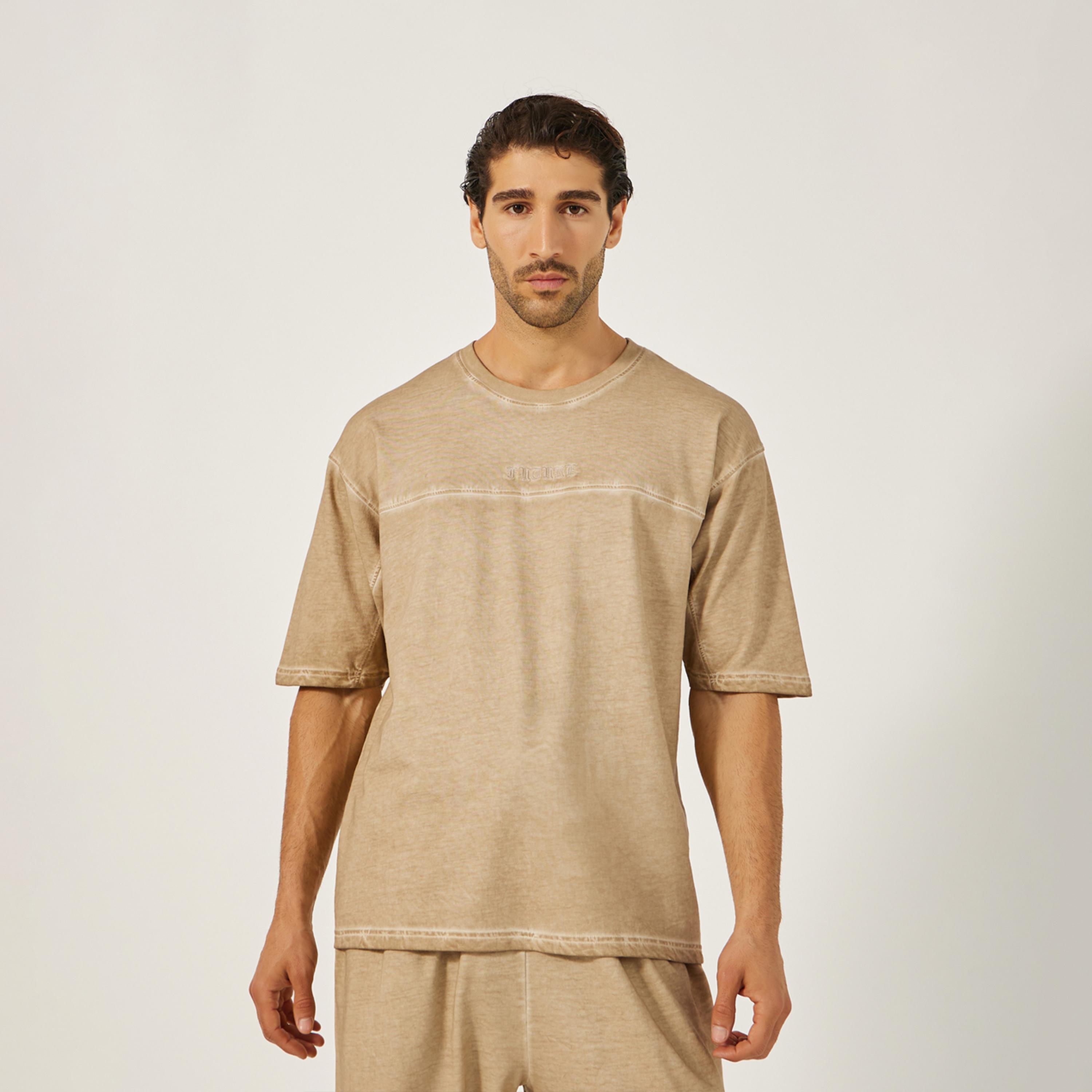 Styli Acid Wash Round Neck T-Shirt And Oversize Joggers Co-Ords-men-clothing-coordsets-image-2