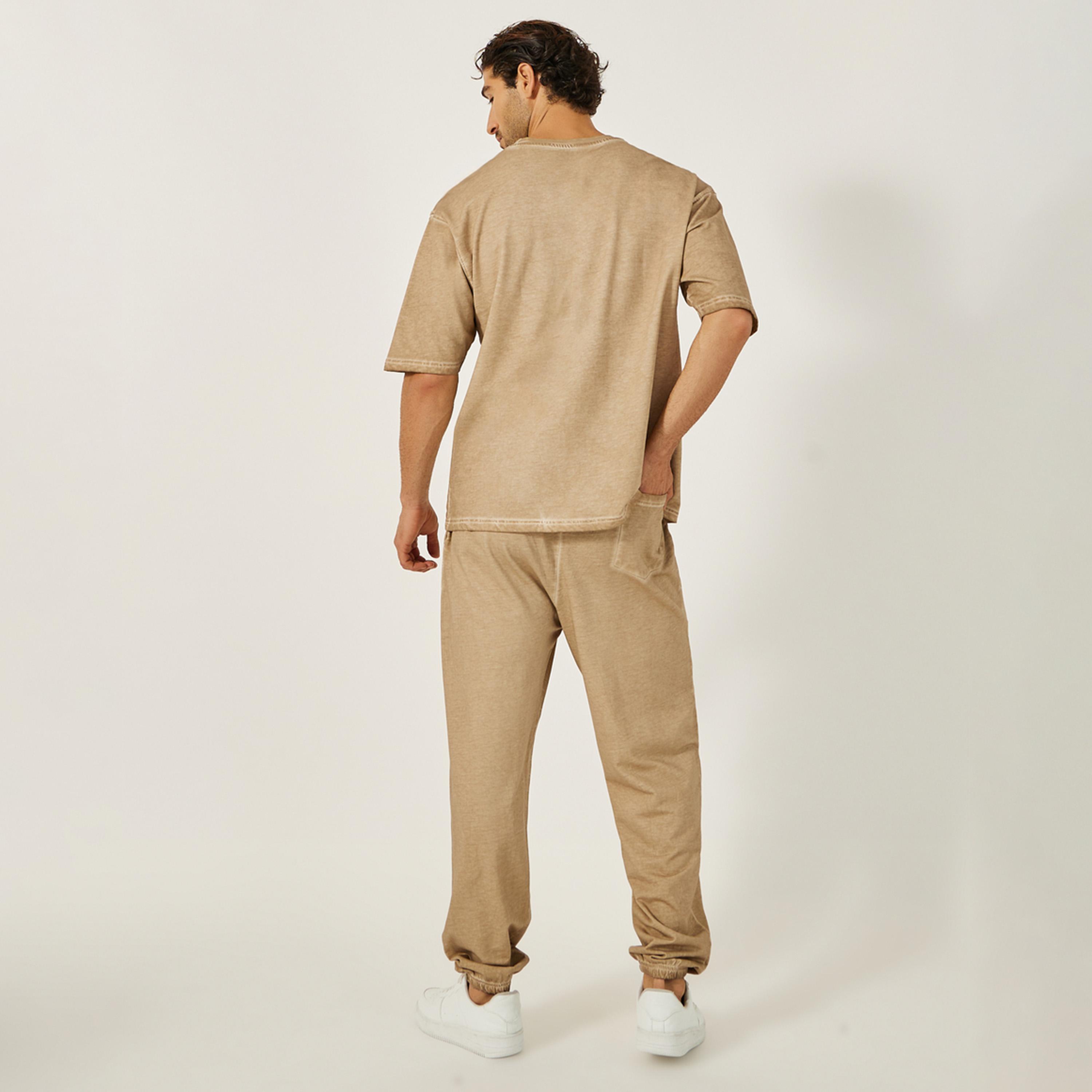 Styli Acid Wash Round Neck T-Shirt And Oversize Joggers Co-Ords-men-clothing-coordsets-image-4
