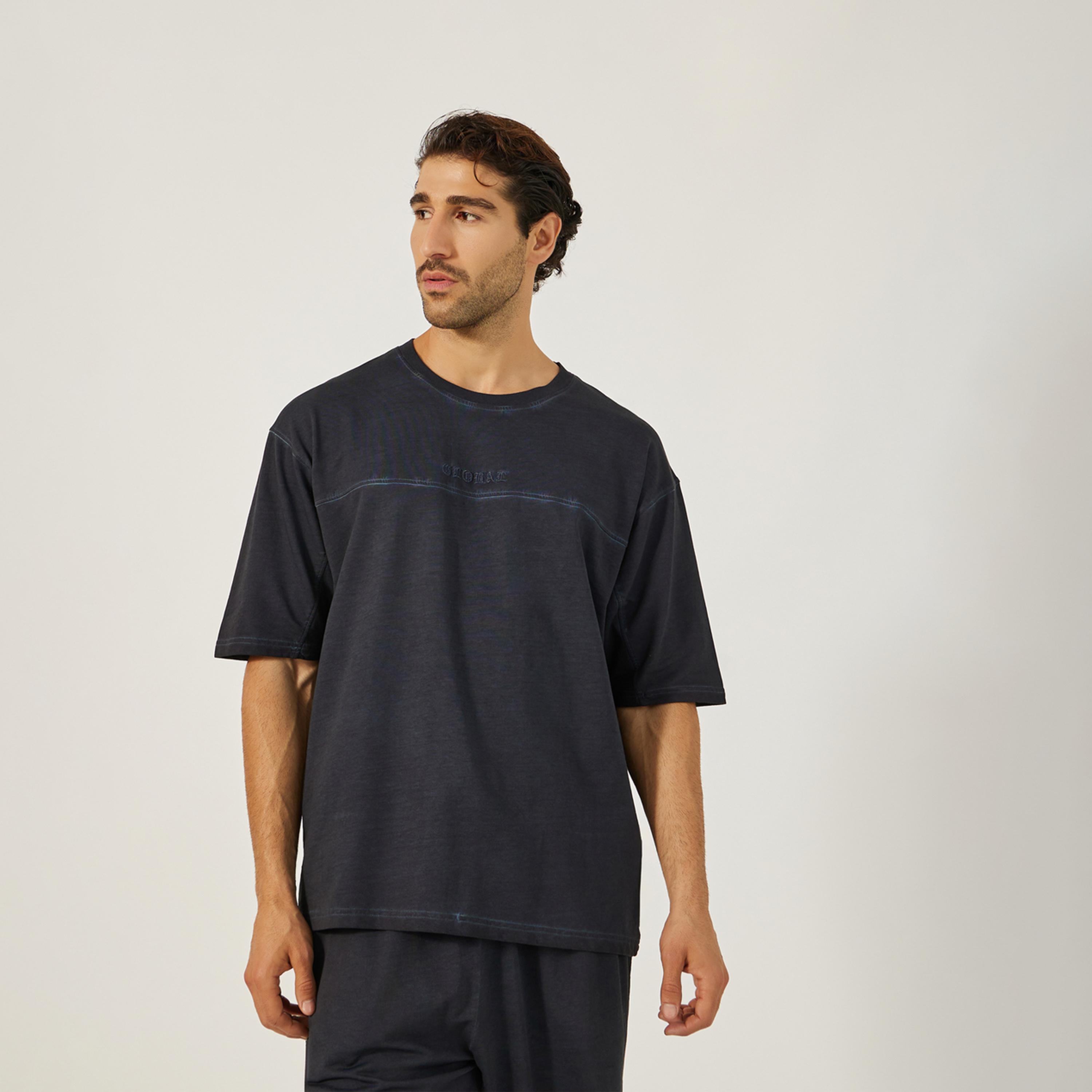 Styli Acid Wash Round Neck T-Shirt And Oversize Joggers Co-Ords-men-clothing-coordsets-image-2