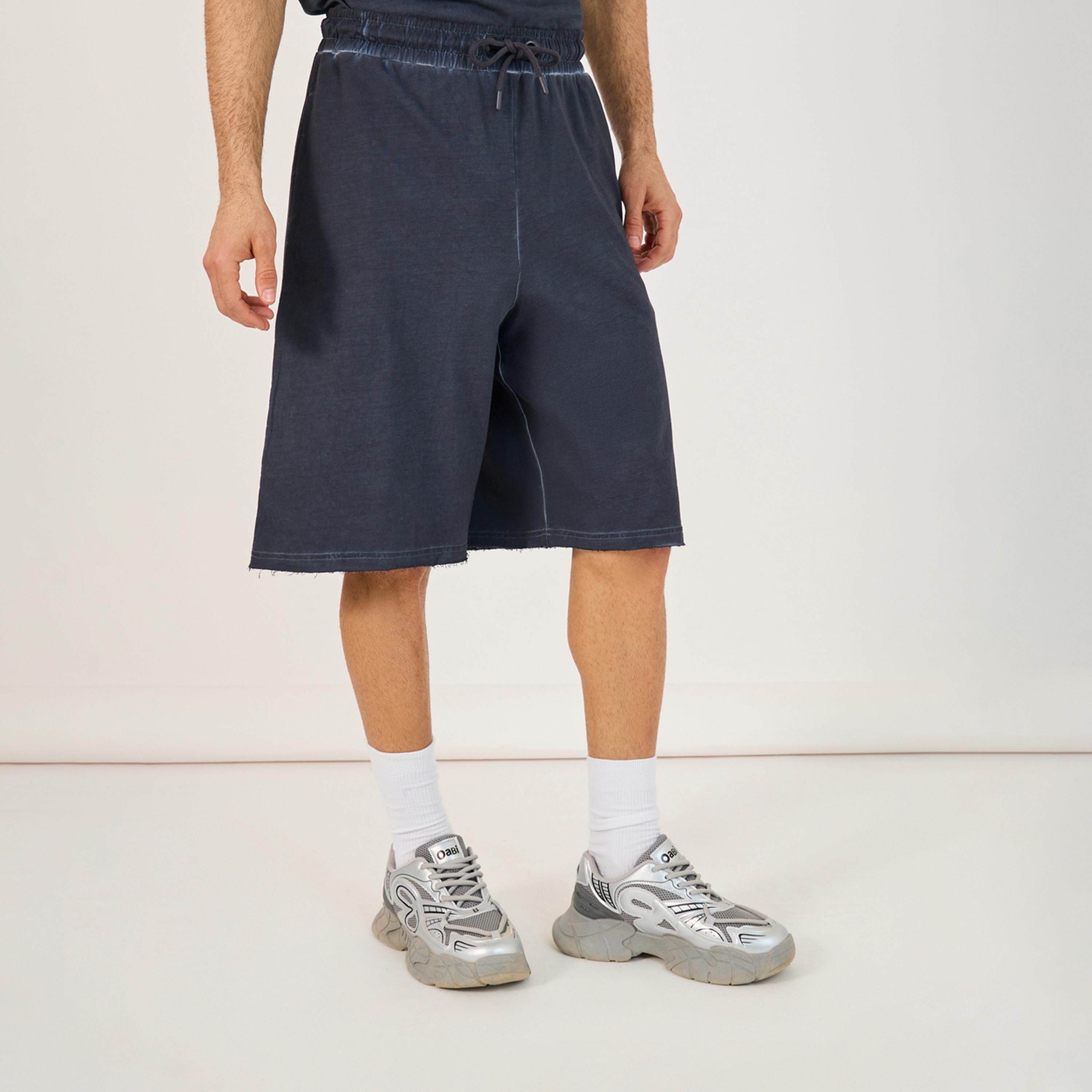 Styli Terry Acid Wash Round Neck T-Shirt And Shorts Co-Ords-men-clothing-coordsets-image-4