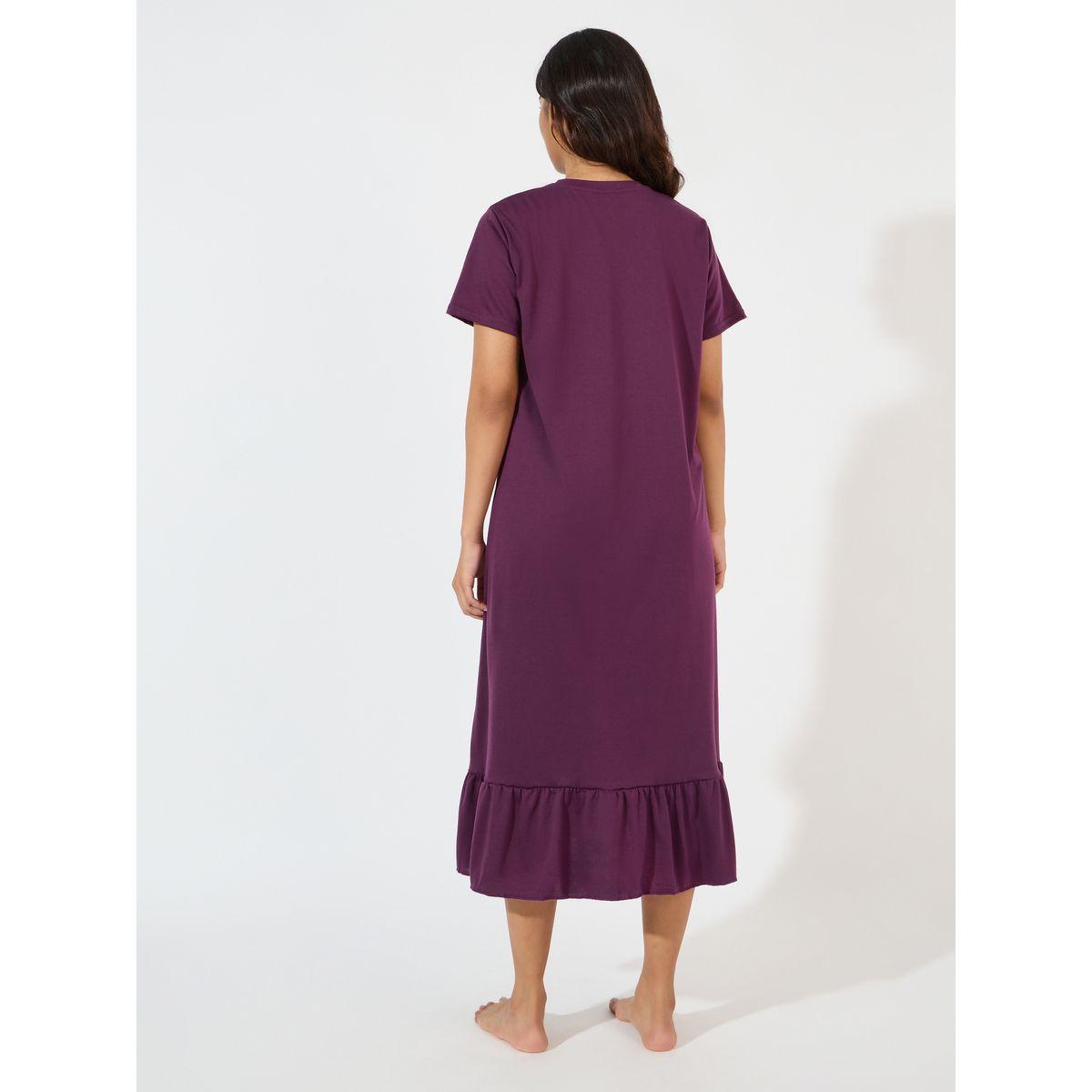 قميص نوم بطبعة كتابة مع حافة بكشكش-women-clothing-nightwear-nighties-image-4