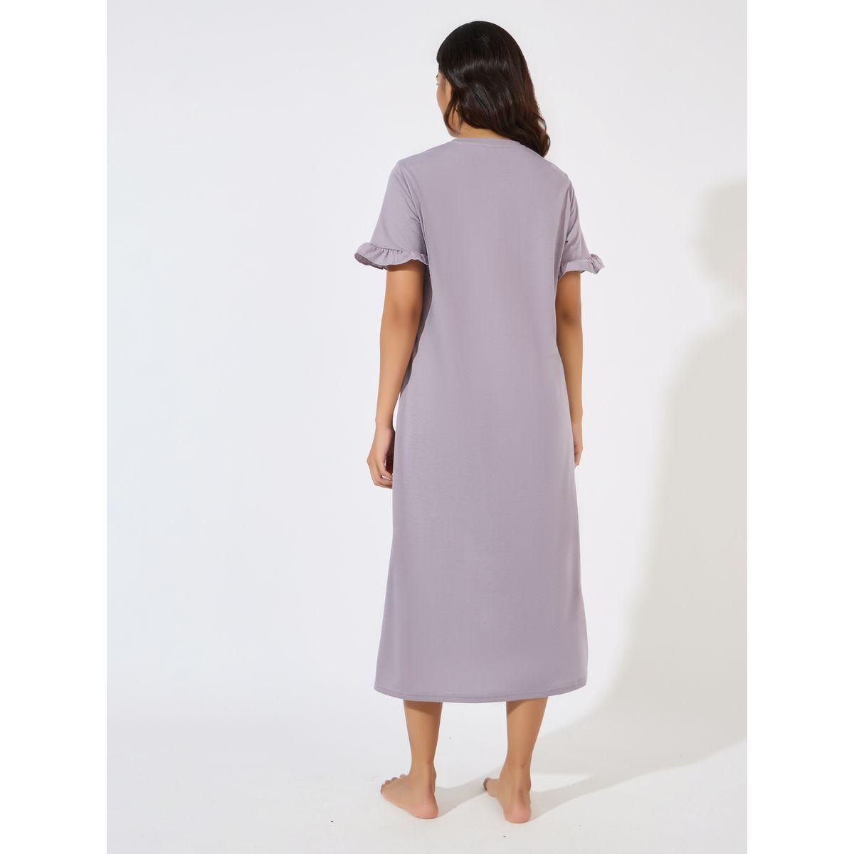 Styli Unwind Moon Graphic Slogan Ruffle Sleeve Sleep T-Shirt Dress-women-clothing-nightwear-nighties-image-4
