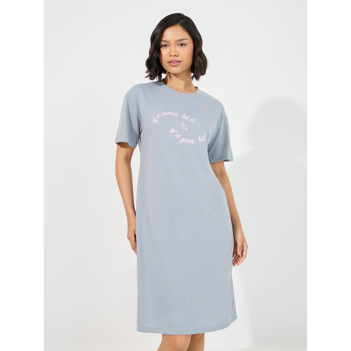 Styli Unwind Slogan Print Sleep T-Shirt Dress-women-clothing-nightwear-nighties-image-2