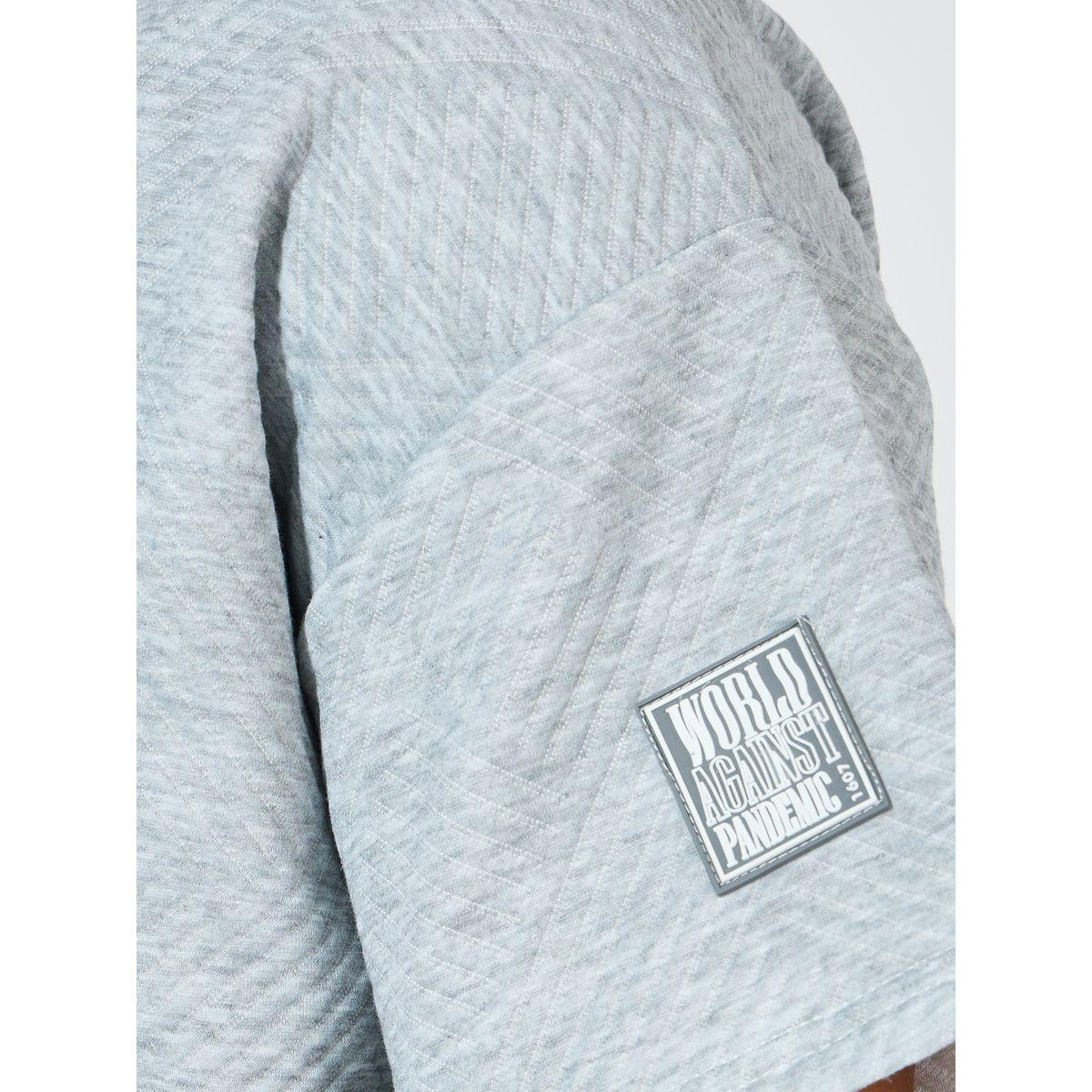 Styli Jacquard Knit Oversized Badge T-Shirt & Shorts Co-Ords-men-clothing-coordsets-image-3