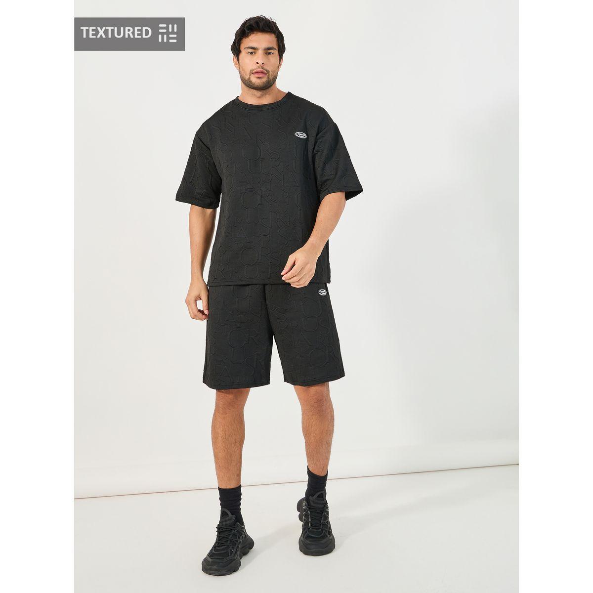 Styli Textured Oversized T-Shirt & Shorts Co-Ords-men-clothing-coordsets-image-1