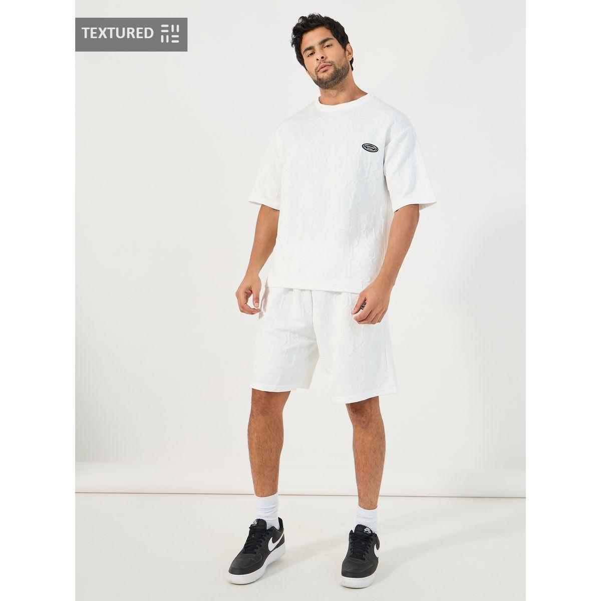 Styli Textured Oversized T-Shirt & Shorts Co-Ords-men-clothing-coordsets-image-1